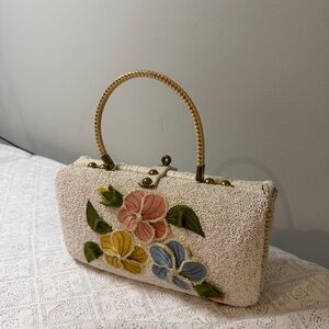 Vintage Midcentury MIDAS OF MIAMI Purse whimsical Beaded Embroidered 1950's